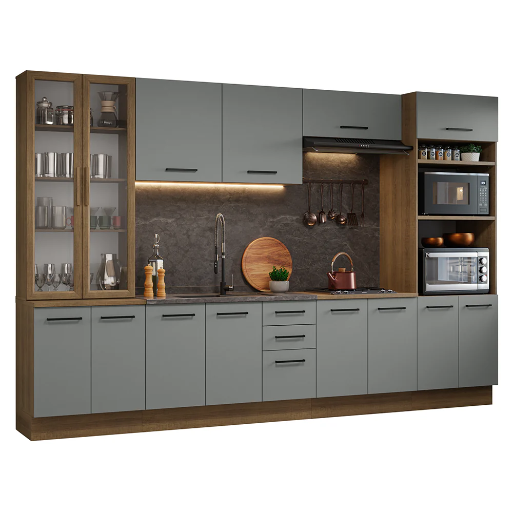 Armário de Cozinha Completa 340cm Rustic/Cinza Agata Madesa 01 - Image 2