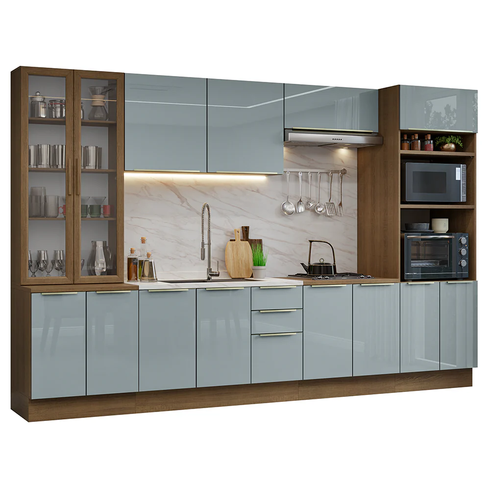 Armário de Cozinha Completa 340 x 60 cm Rustic/Cinza Lux Madesa 02 - Image 2