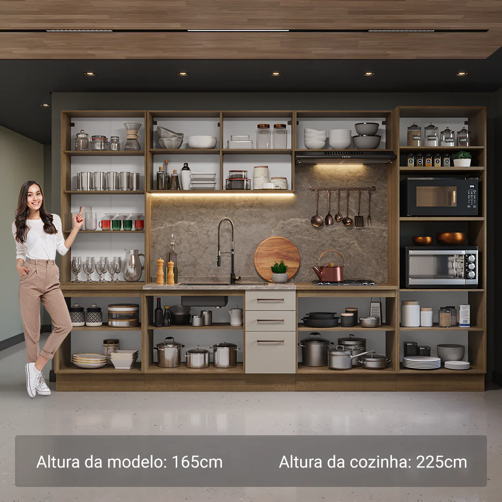 Armário de Cozinha Completa 340cm Rustic/Crema Agata Madesa 01 - Image 4
