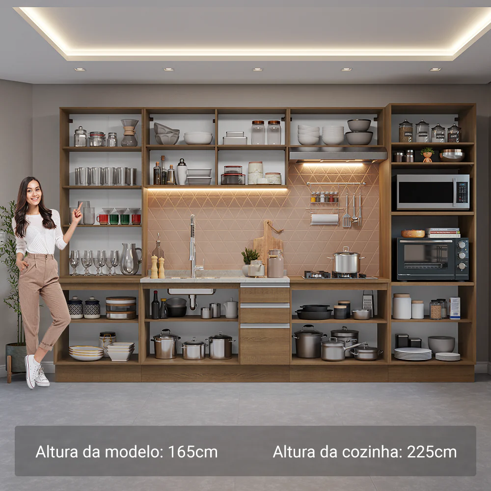 Armário de Cozinha Completa 340cm Rustic Glamy Madesa 01 - Image 4