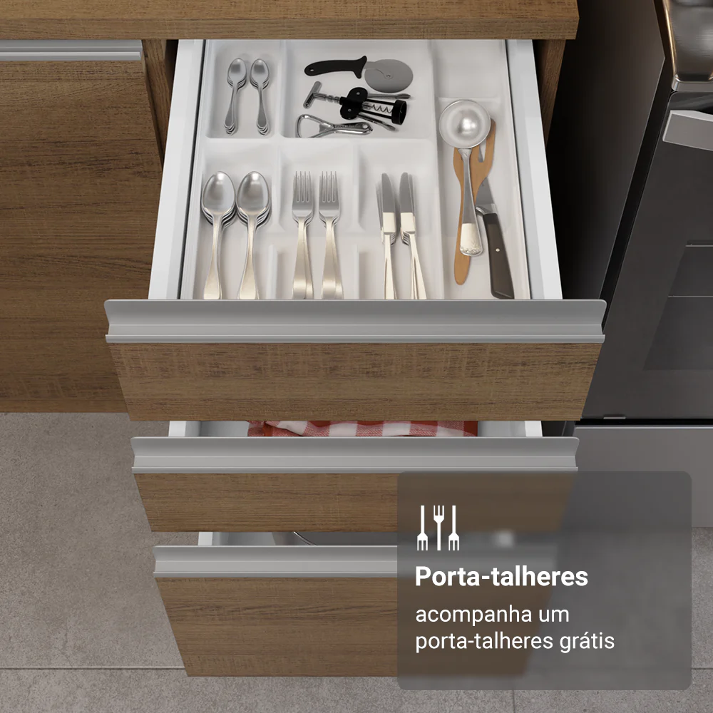 Armário de Cozinha Completa 340cm Rustic Glamy Madesa 01 - Image 8