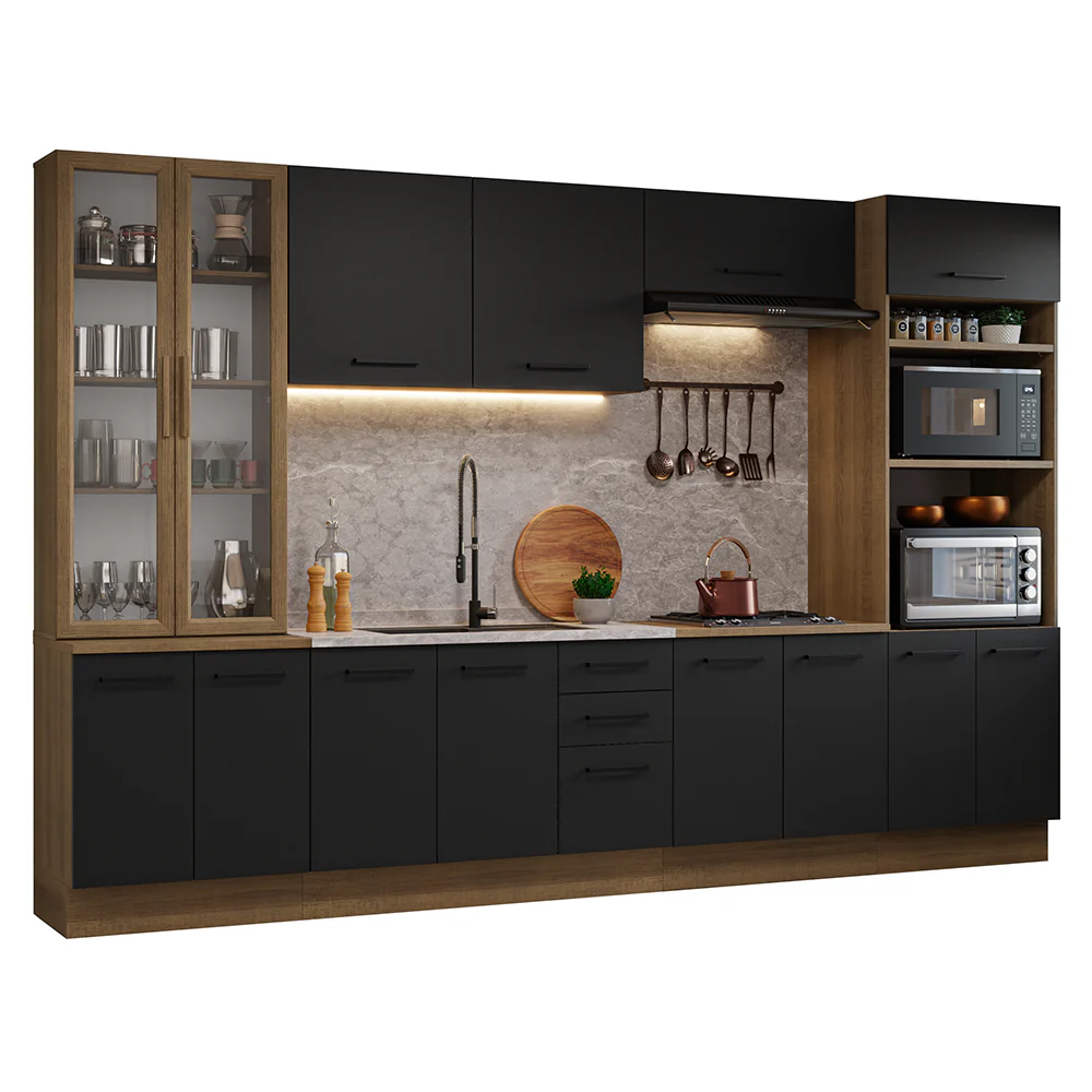 Armário de Cozinha Completa 340cm Rustic/Preto Agata Madesa 01 - Image 2