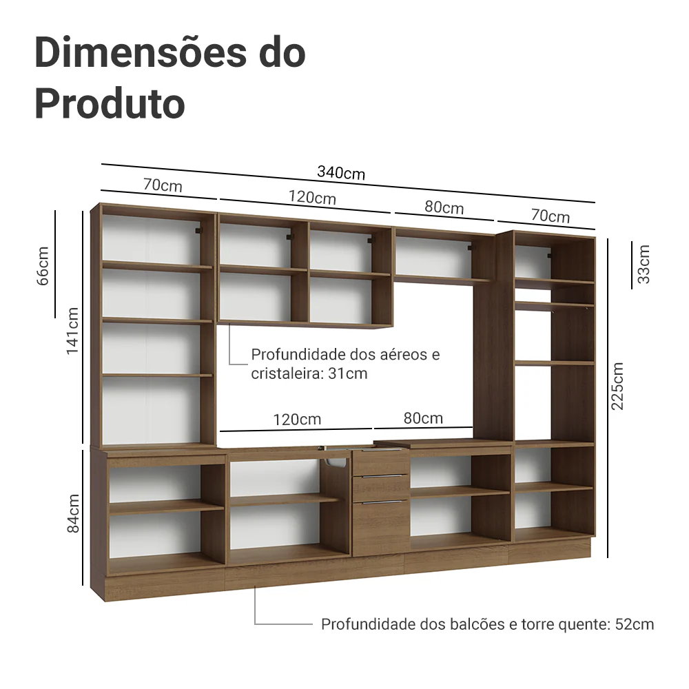 Armário de Cozinha Completa 340cm Rustic Stella Madesa 01 - Image 3
