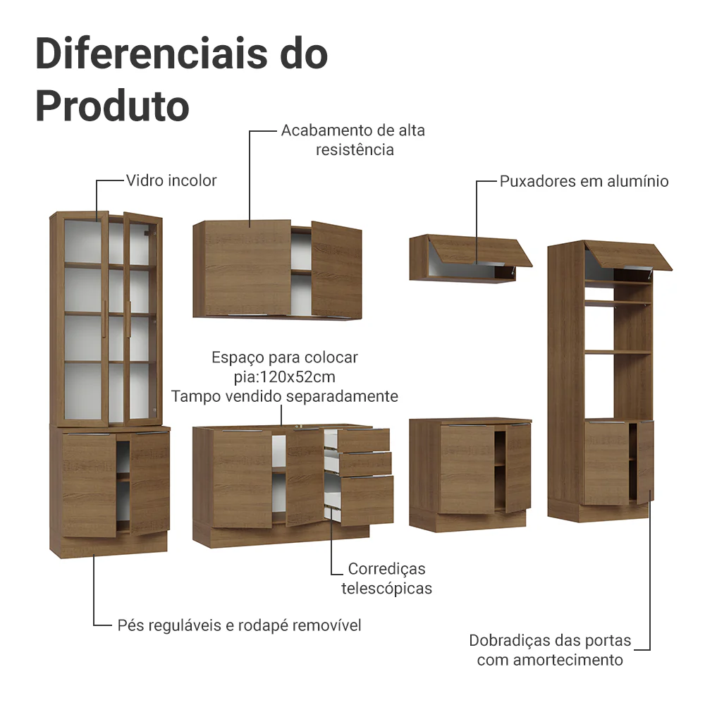 Armário de Cozinha Completa 340cm Rustic Stella Madesa 01 - Image 5