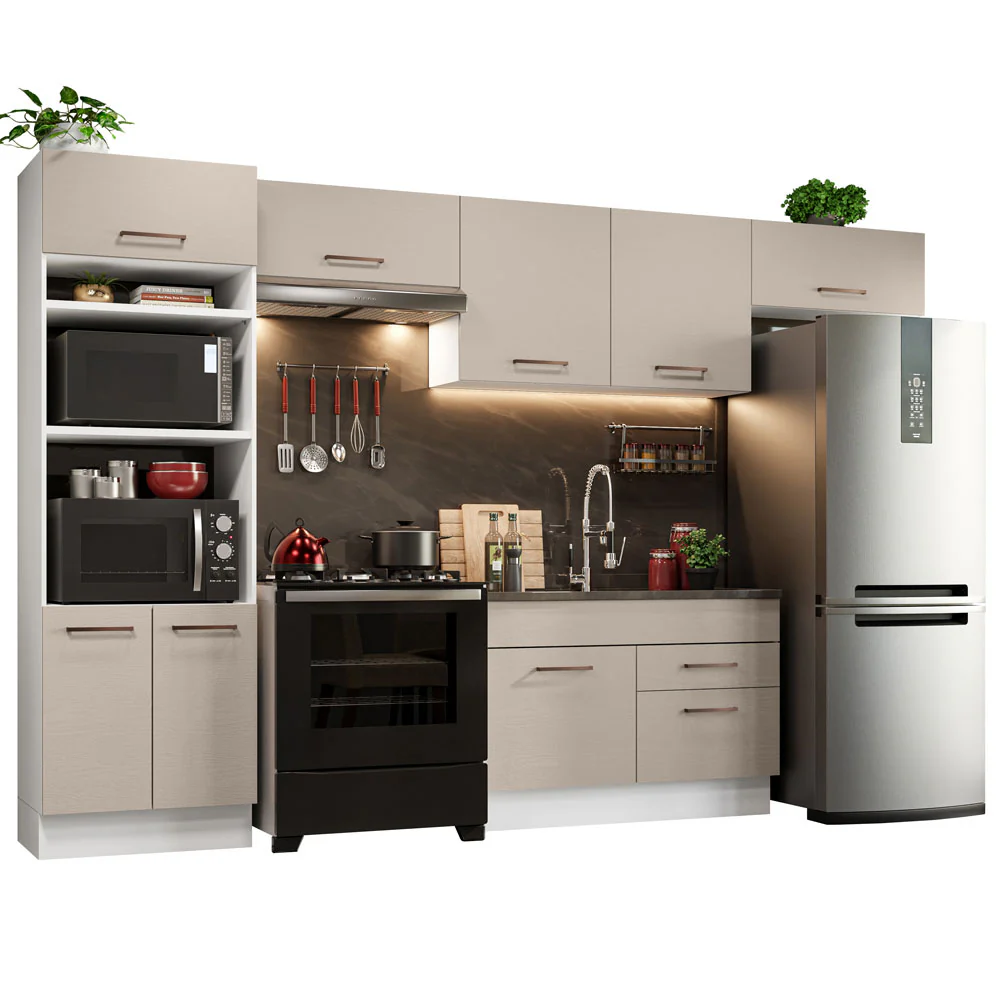 Armário de Cozinha Completa 350cm Branco/Crema Agata Madesa 01 - Image 2