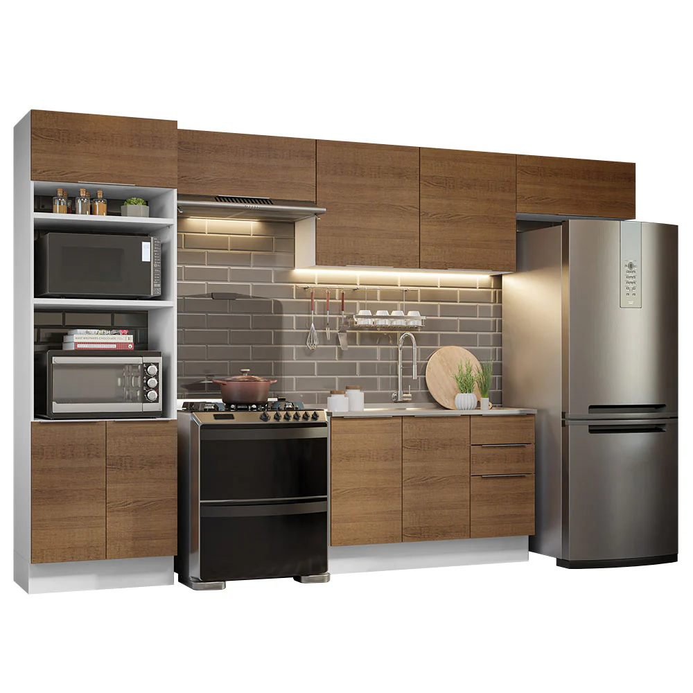 Armário de Cozinha Completa 350cm Branco/Rustic Stella Madesa 01 - Image 2