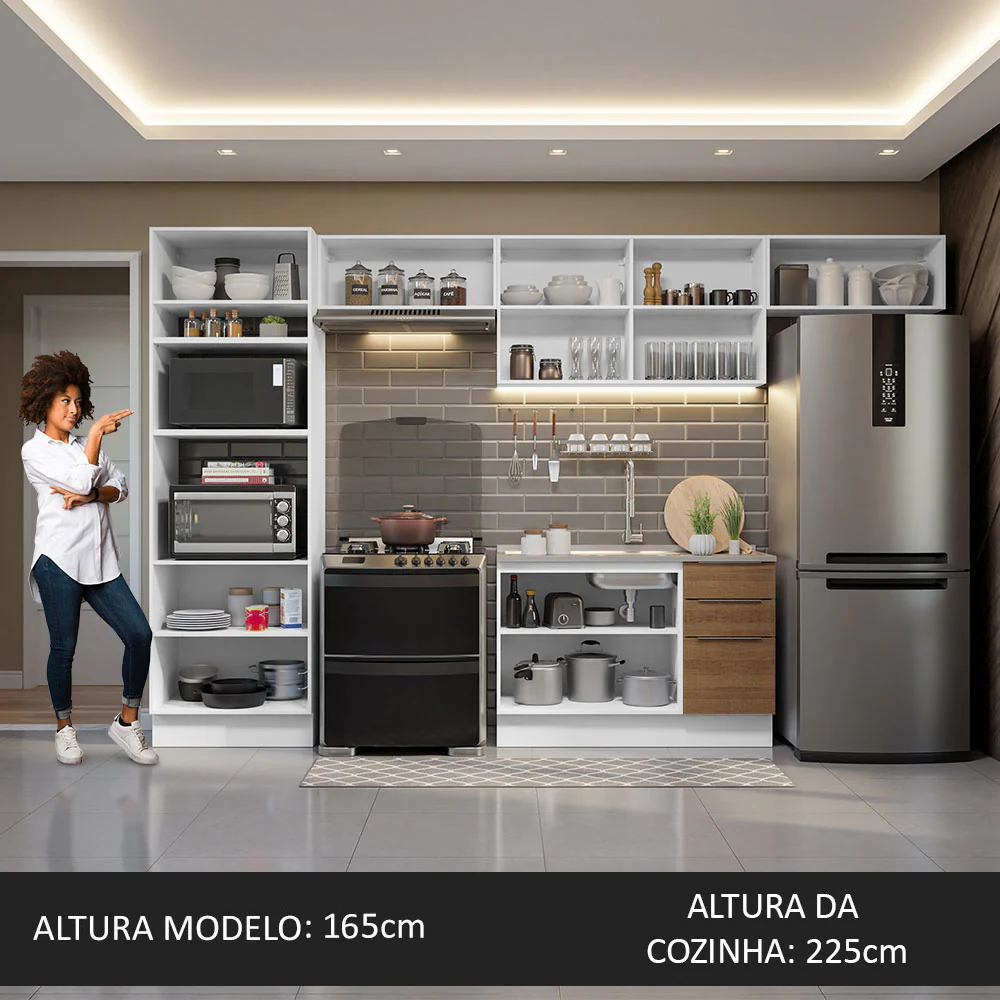 Armário de Cozinha Completa 350cm Branco/Rustic Stella Madesa 01 - Image 5