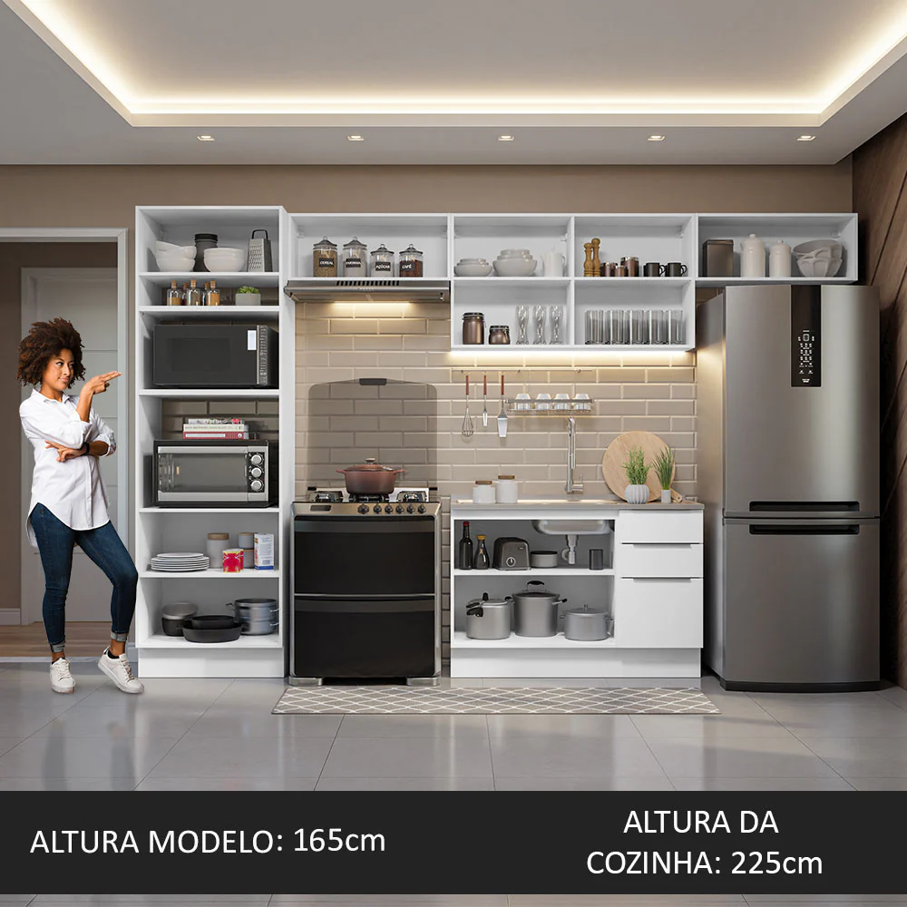 Armário de Cozinha Completa 350cm Branco Stella Madesa 01 - Image 5