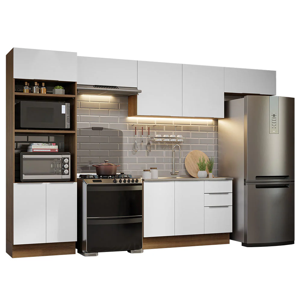 Armário de Cozinha Completa 350cm Rustic/Branco Stella Madesa 01 - Image 2
