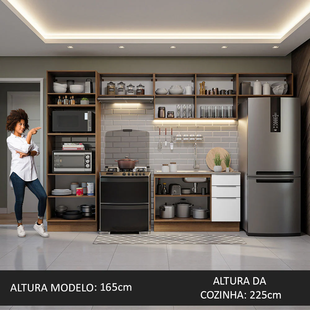 Armário de Cozinha Completa 350cm Rustic/Branco Stella Madesa 01 - Image 5