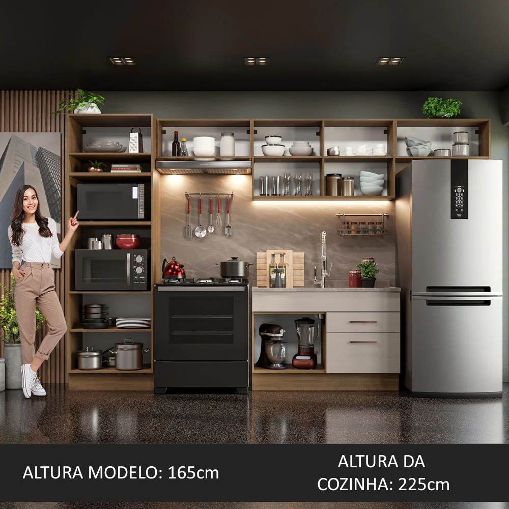 Armário de Cozinha Completa 350cm Rustic/Crema Agata Madesa 01 - Image 5