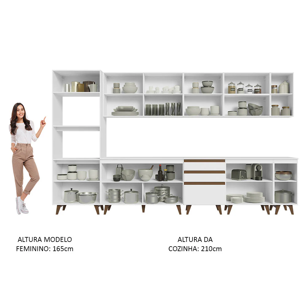 Armário de Cozinha Completa 355cm Branco Reims da Sabrina Madesa - Image 5