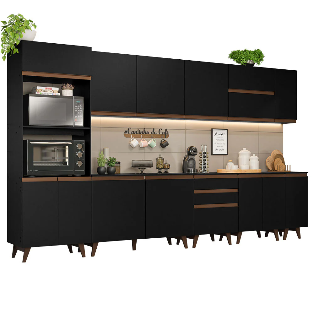 Armário de Cozinha Completa 355cm Preto Reims da Sabrina Madesa - Image 2