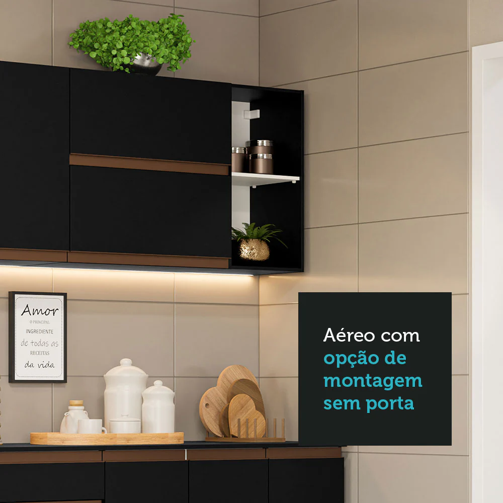 Armário de Cozinha Completa 355cm Preto Reims da Sabrina Madesa - Image 8