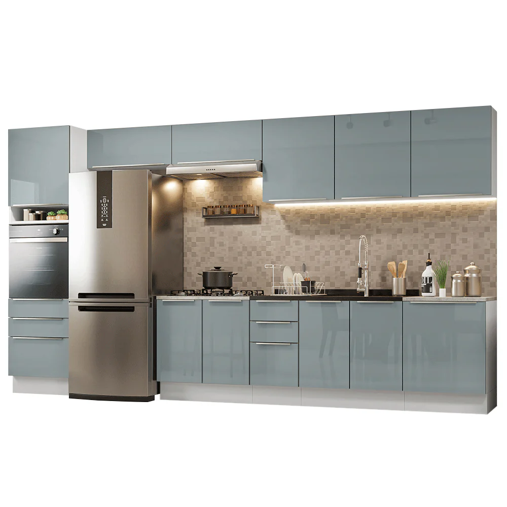 Armário de Cozinha Completa 400 x 60 cm Branco/Cinza Lux da Thauane Madesa - Image 2