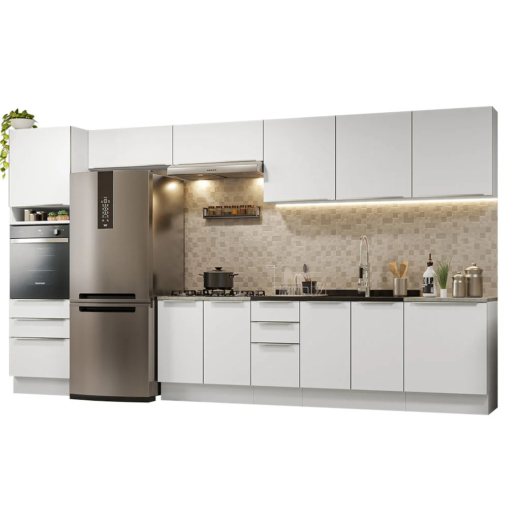 Armário de Cozinha Completa 400 x 60 cm Branco Veludo Lux da Thauane Madesa - Image 2