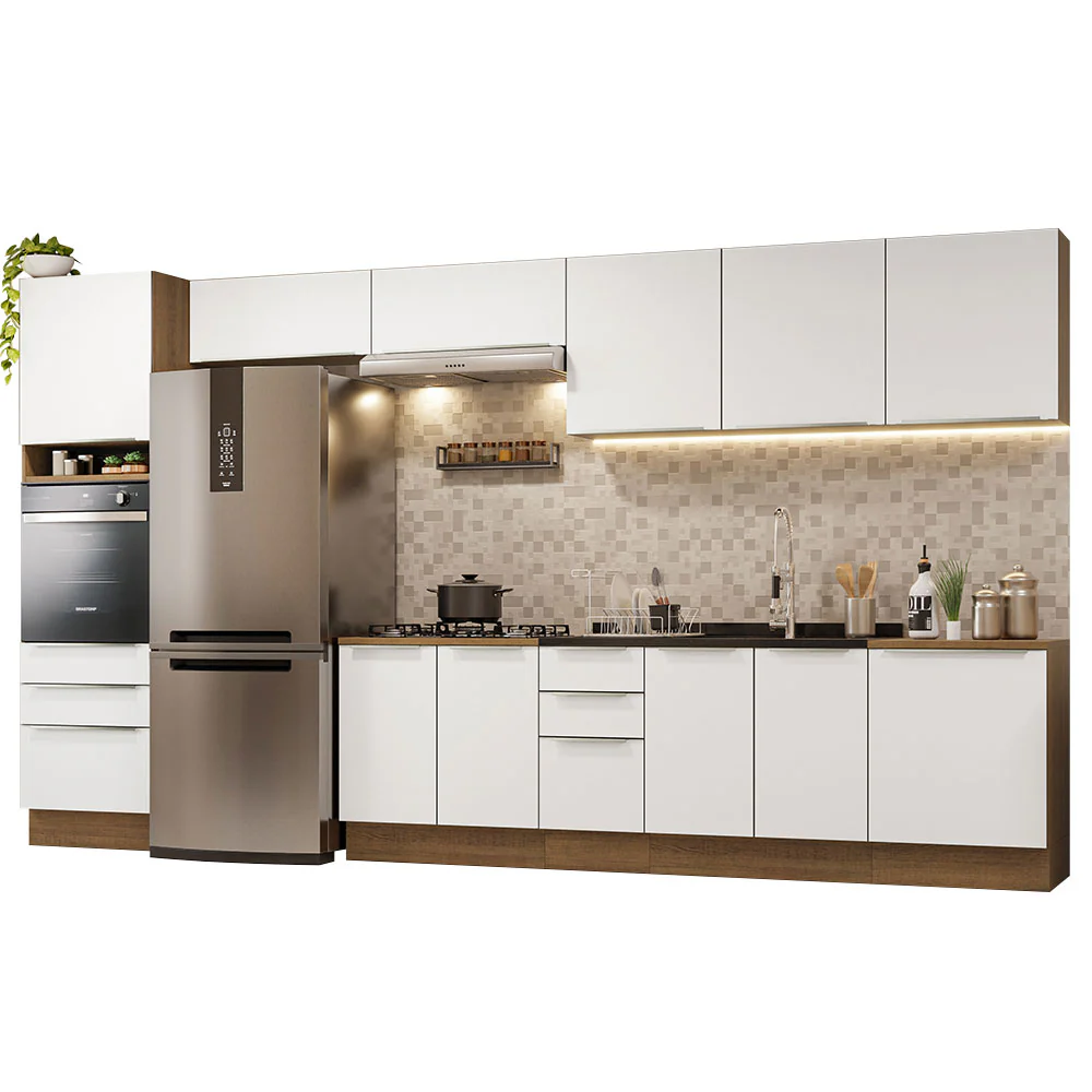 Armário de Cozinha Completa 400 x 60 cm Rustic/Branco Veludo Lux da Thauane Madesa - Image 2