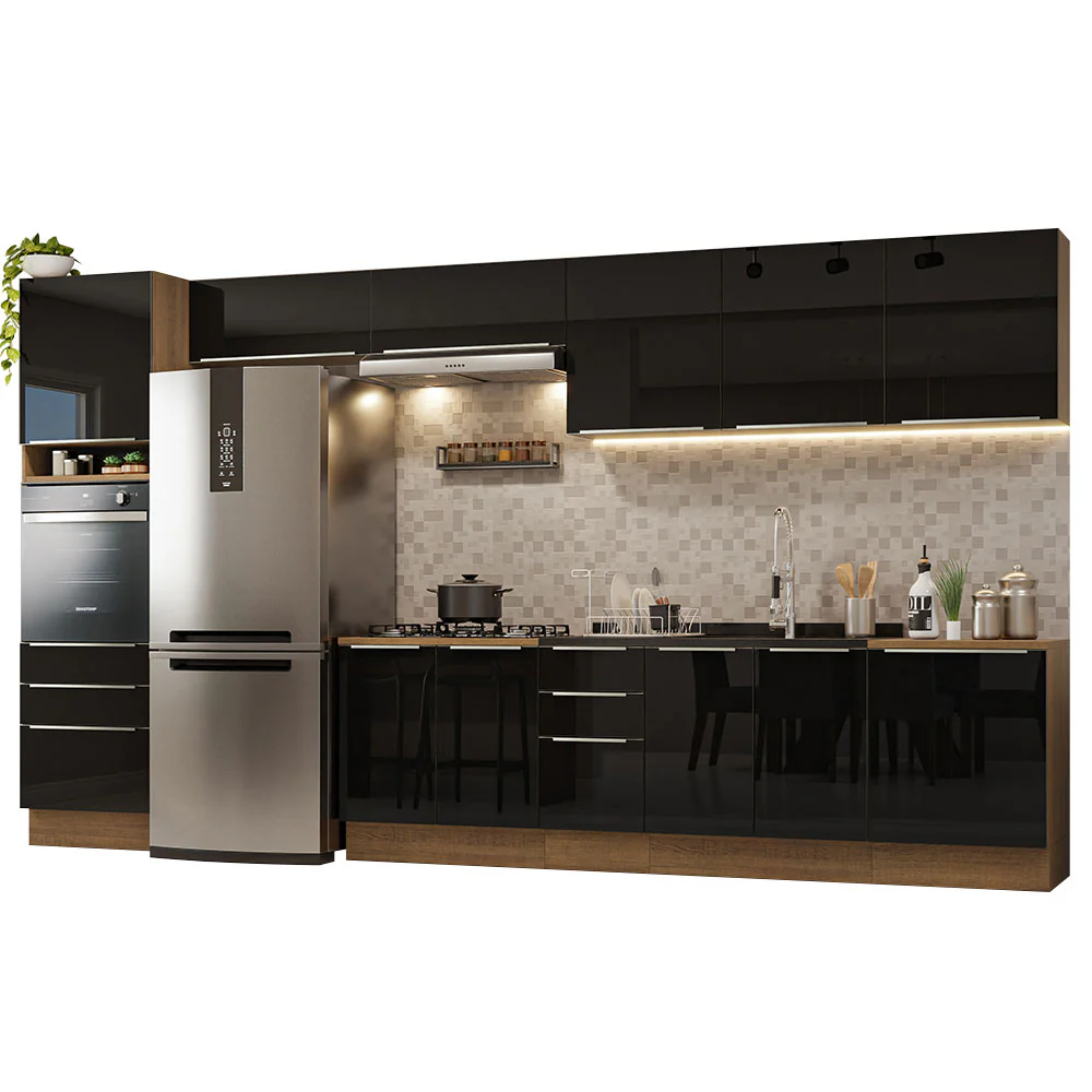 Armário de Cozinha Completa 400 x 60 cm Rustic/Preto Lux da Thauane Madesa - Image 2