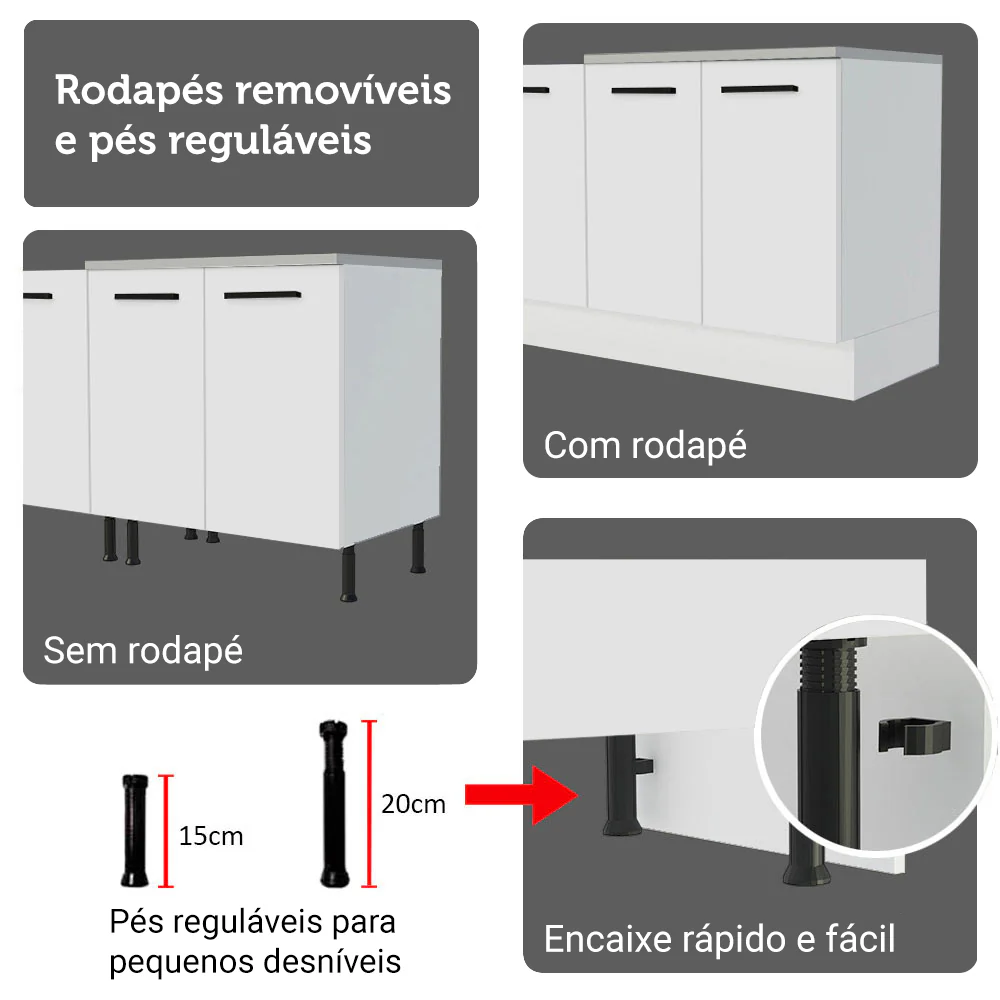 Armário de Cozinha Completa 549cm Branco Agata Madesa 01 - Image 10