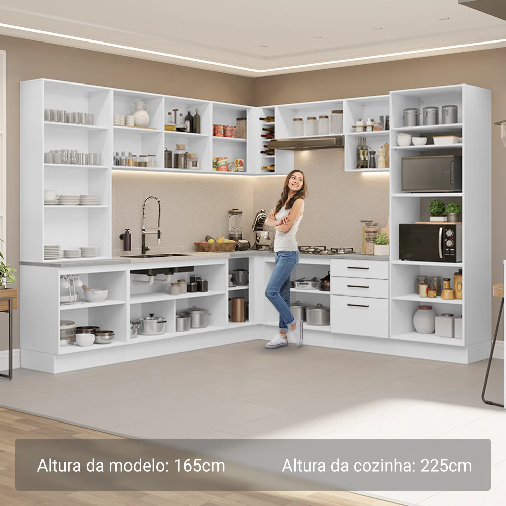 Armário de Cozinha Completa 549cm Branco Agata Madesa 01 - Image 5