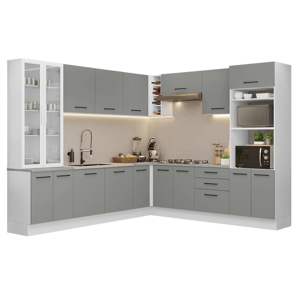 Armário de Cozinha Completa 549cm Branco/Cinza Agata Madesa 01 - Image 2