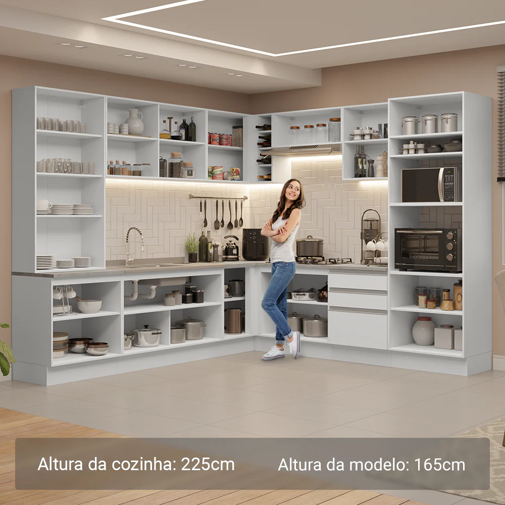 Armário de Cozinha Completa 549cm Branco Glamy Madesa 01 - Image 5