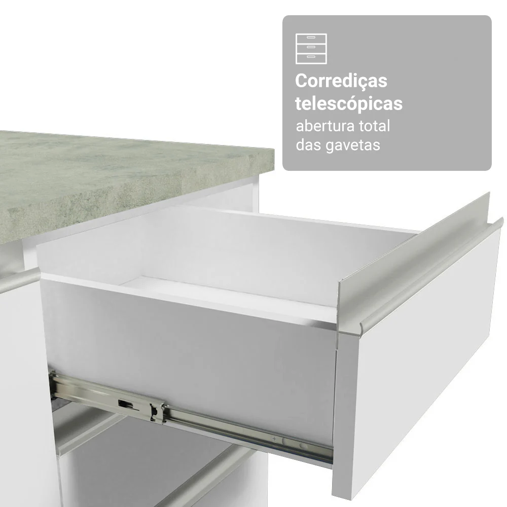 Armário de Cozinha Completa 549cm Branco Glamy Madesa 01 - Image 7