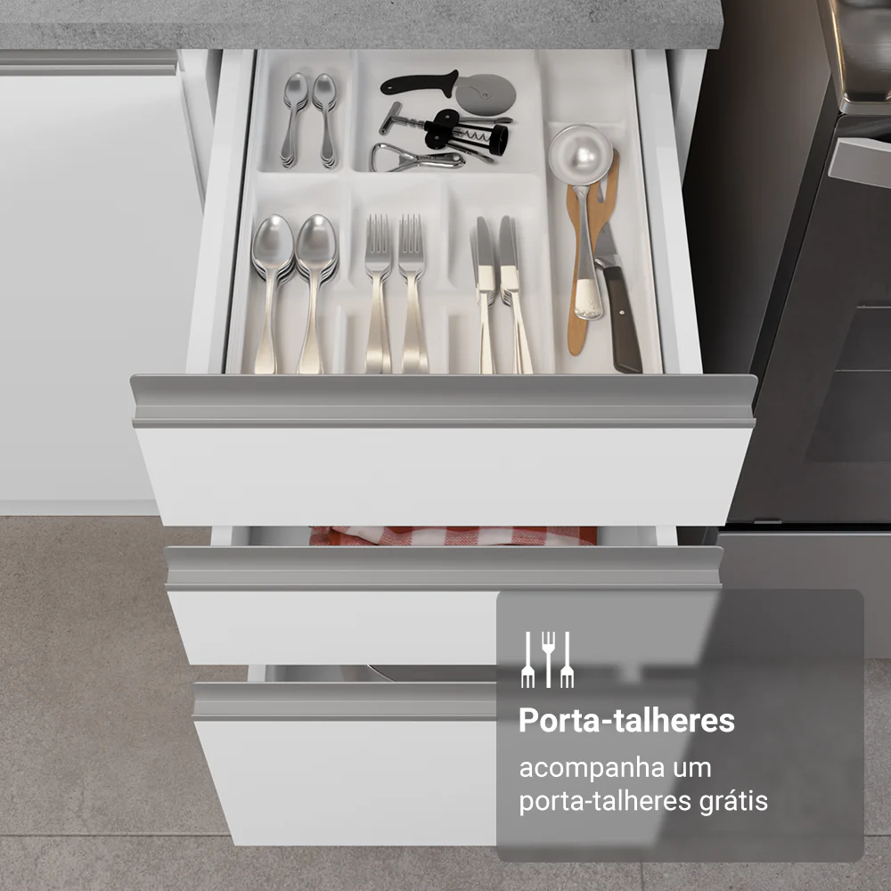 Armário de Cozinha Completa 549cm Branco Glamy Madesa 01 - Image 8