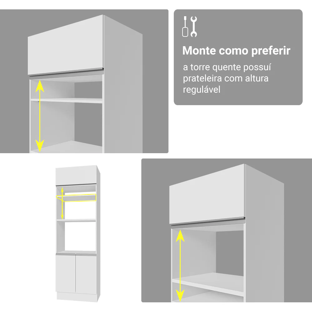 Armário de Cozinha Completa 549cm Branco Glamy Madesa 01 - Image 9