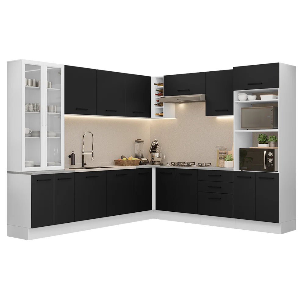 Armário de Cozinha Completa 549cm Branco/Preto Agata Madesa 01 - Image 2