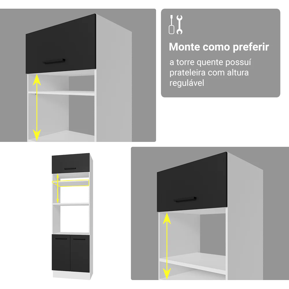 Armário de Cozinha Completa 549cm Branco/Preto Agata Madesa 01 - Image 9