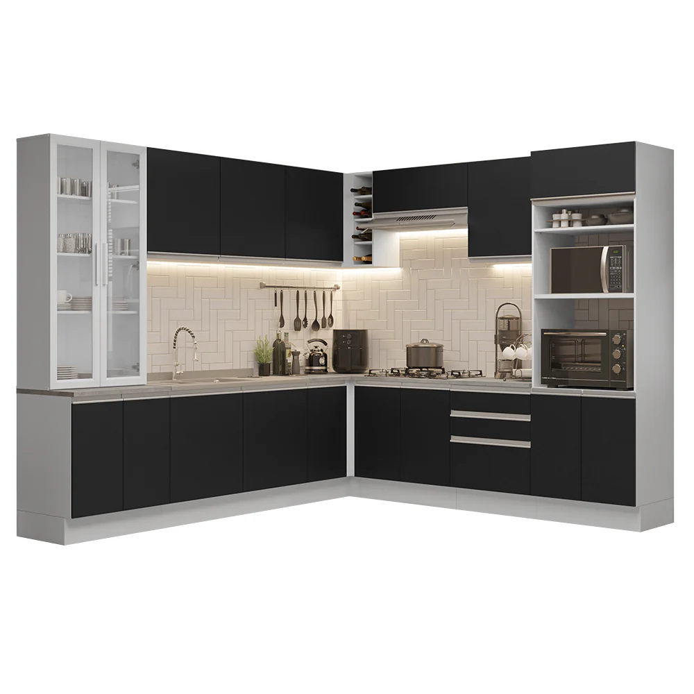 Armário de Cozinha Completa 549cm Branco/Preto Glamy Madesa 01 - Image 2