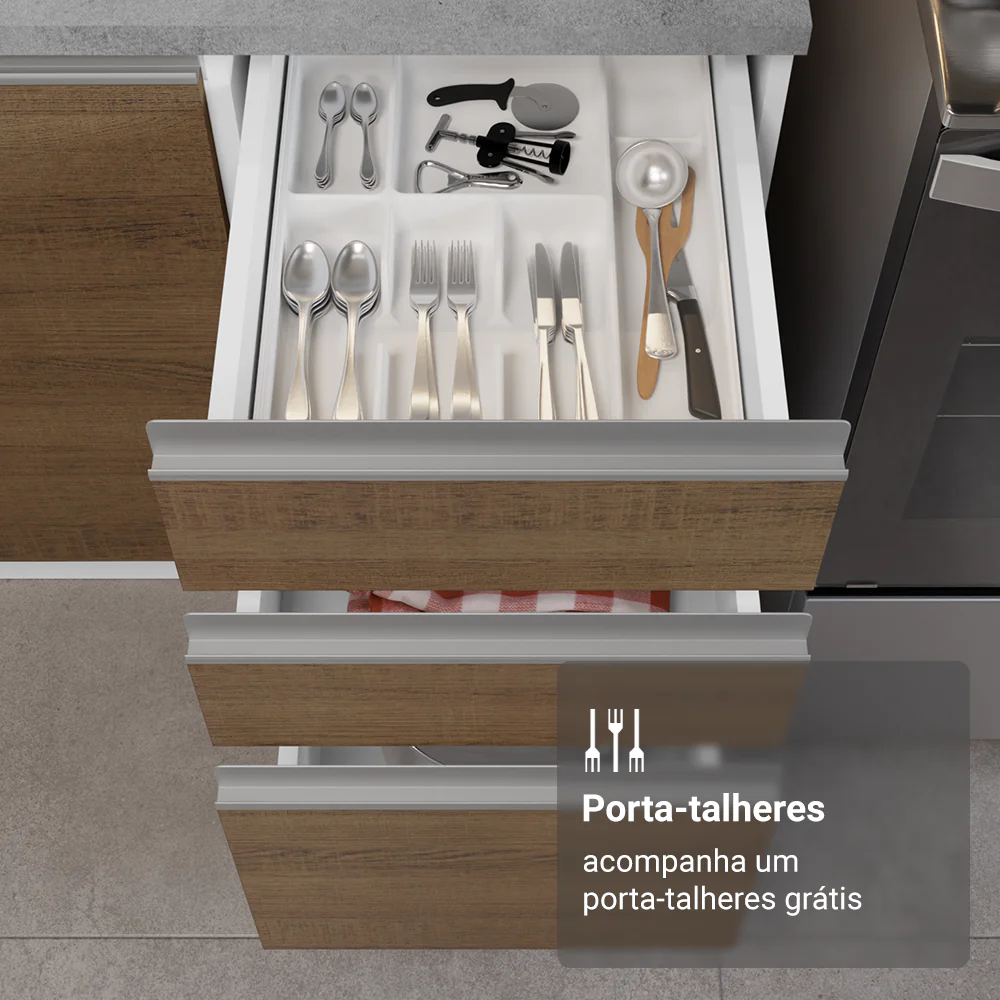 Armário de Cozinha Completa 549cm Branco/Rustic Glamy Madesa 01 - Image 8