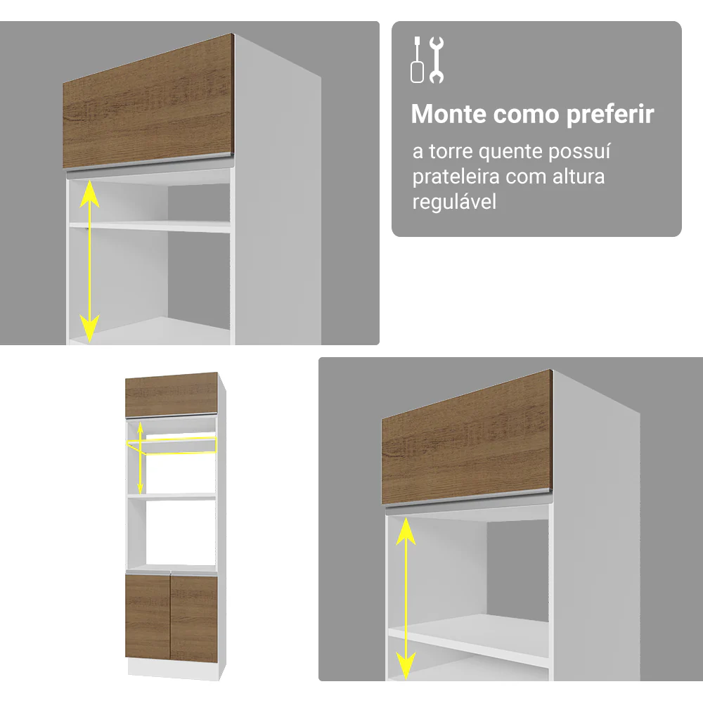 Armário de Cozinha Completa 549cm Branco/Rustic Glamy Madesa 01 - Image 9