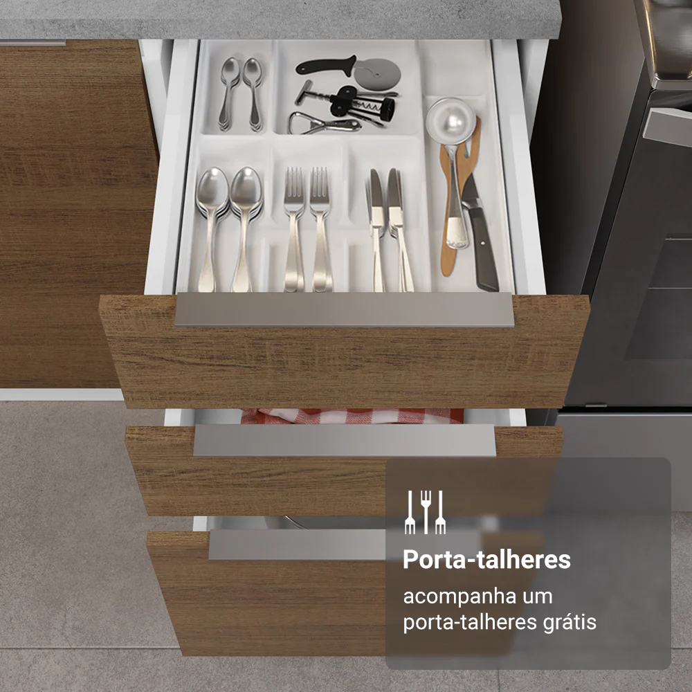 Armário de Cozinha Completa 549cm Branco/Rustic Stella Madesa 01 - Image 8