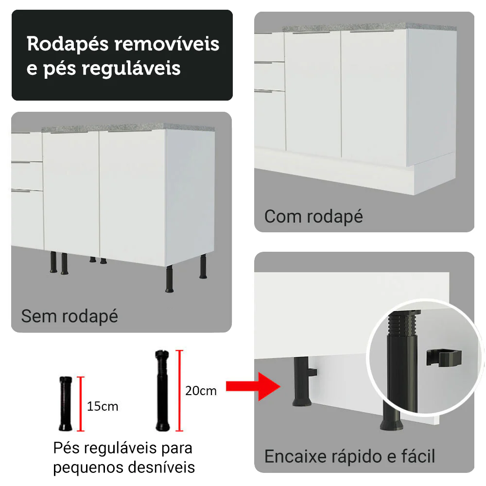 Armário de Cozinha Completa 549cm Branco Stella Madesa 01 - Image 10