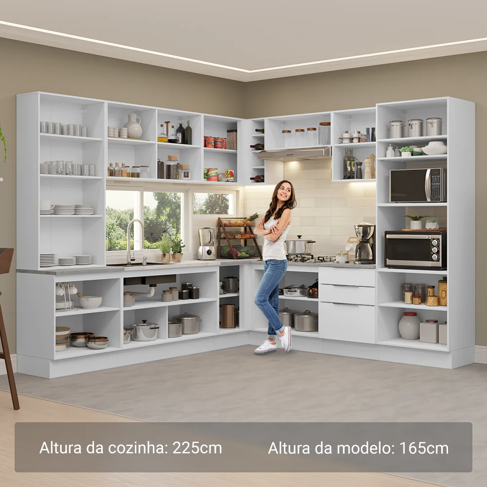 Armário de Cozinha Completa 549cm Branco Stella Madesa 01 - Image 5