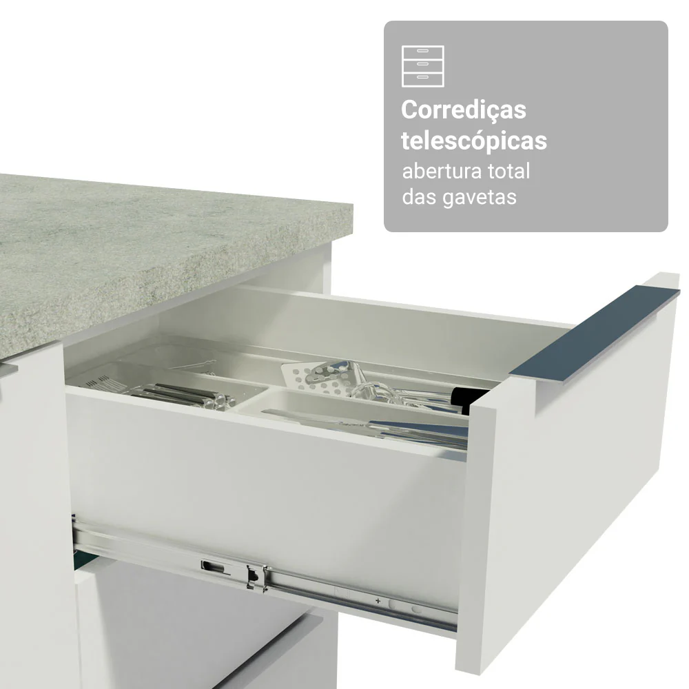 Armário de Cozinha Completa 549cm Branco Stella Madesa 01 - Image 7