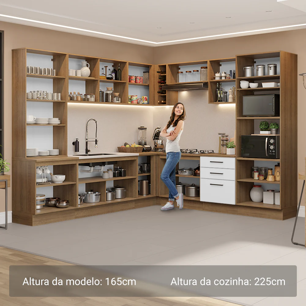 Armário de Cozinha Completa 549cm Rustic/Branco Agata Madesa 01 - Image 5