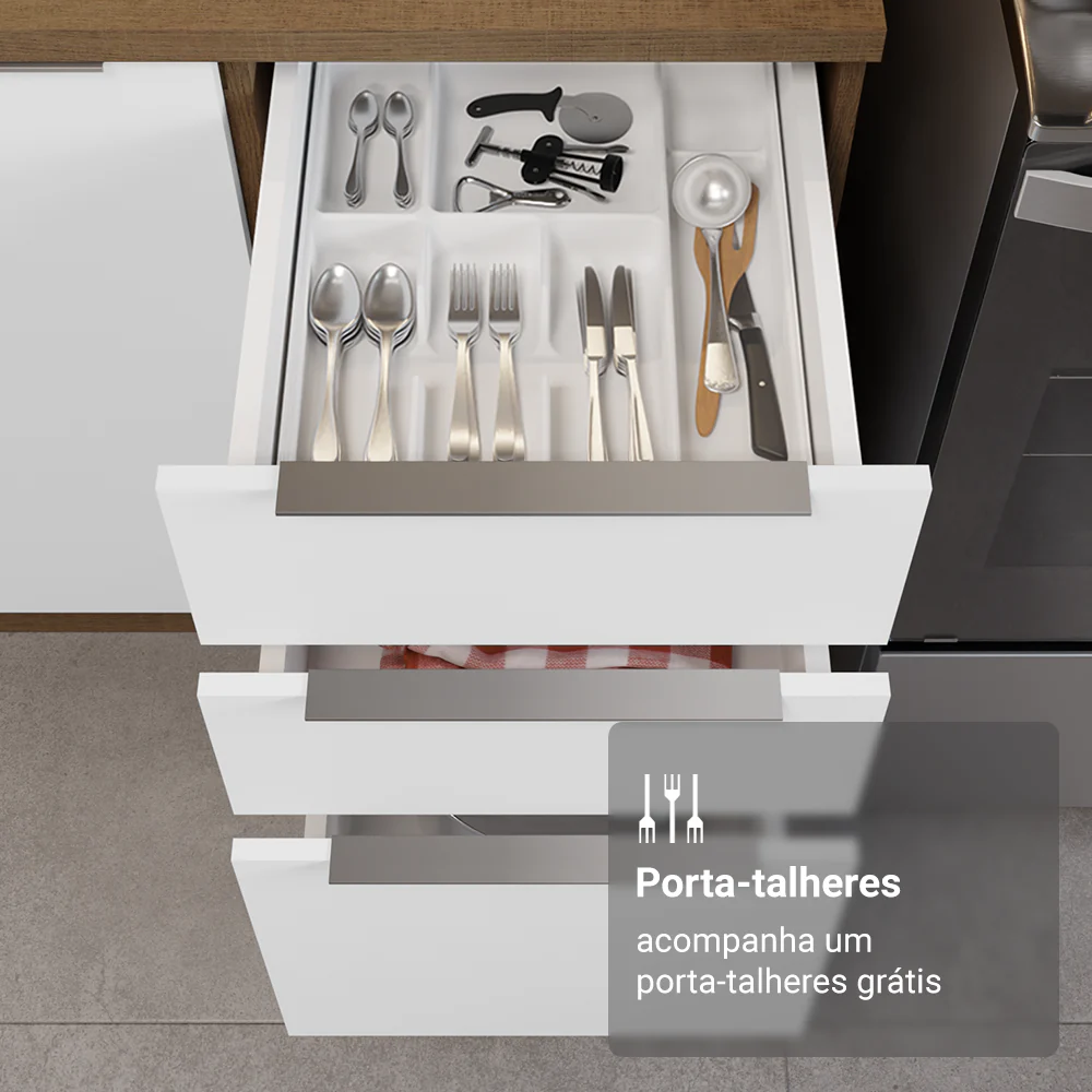 Armário de Cozinha Completa 549cm Rustic/Branco Stella Madesa 01 - Image 8