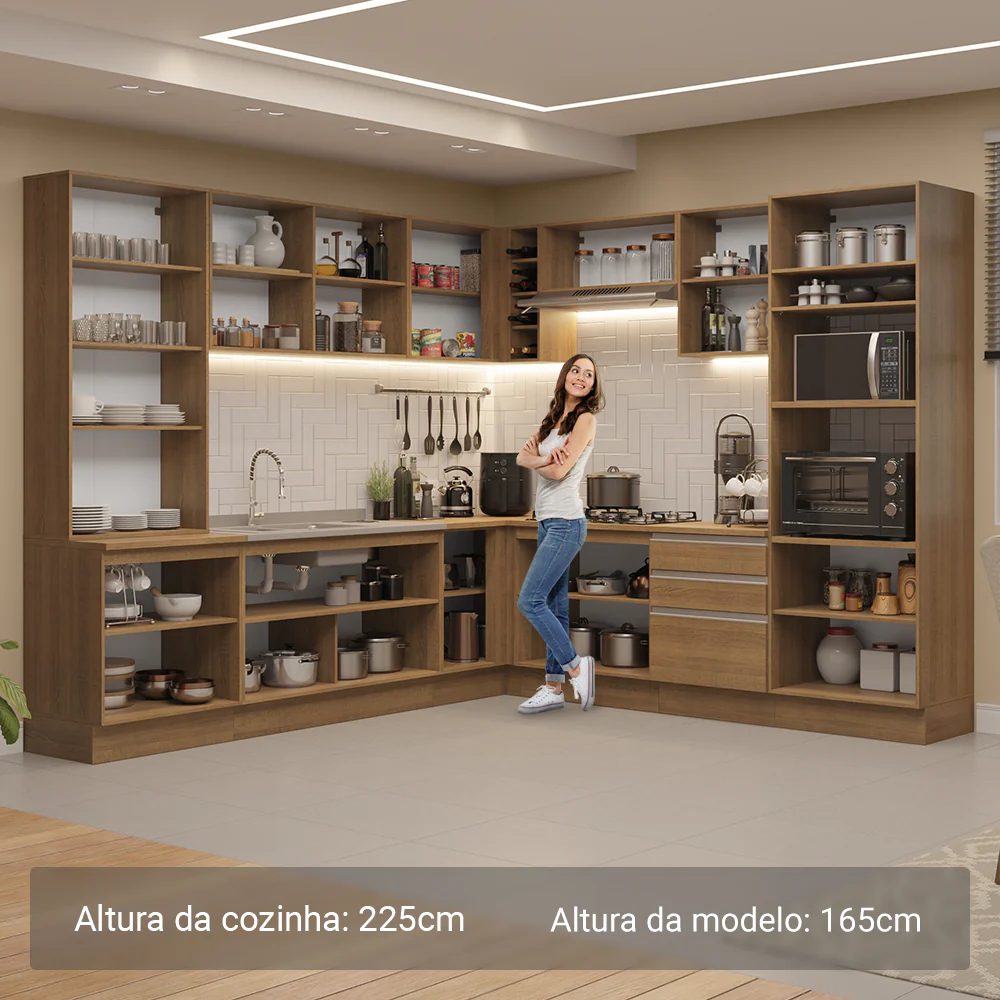 Armário de Cozinha Completa 549cm Rustic Glamy Madesa 01 - Image 5