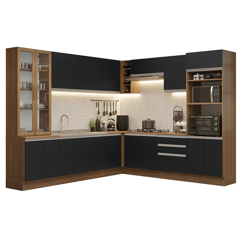 Armário de Cozinha Completa 549cm Rustic/Preto Glamy Madesa 01 - Image 2