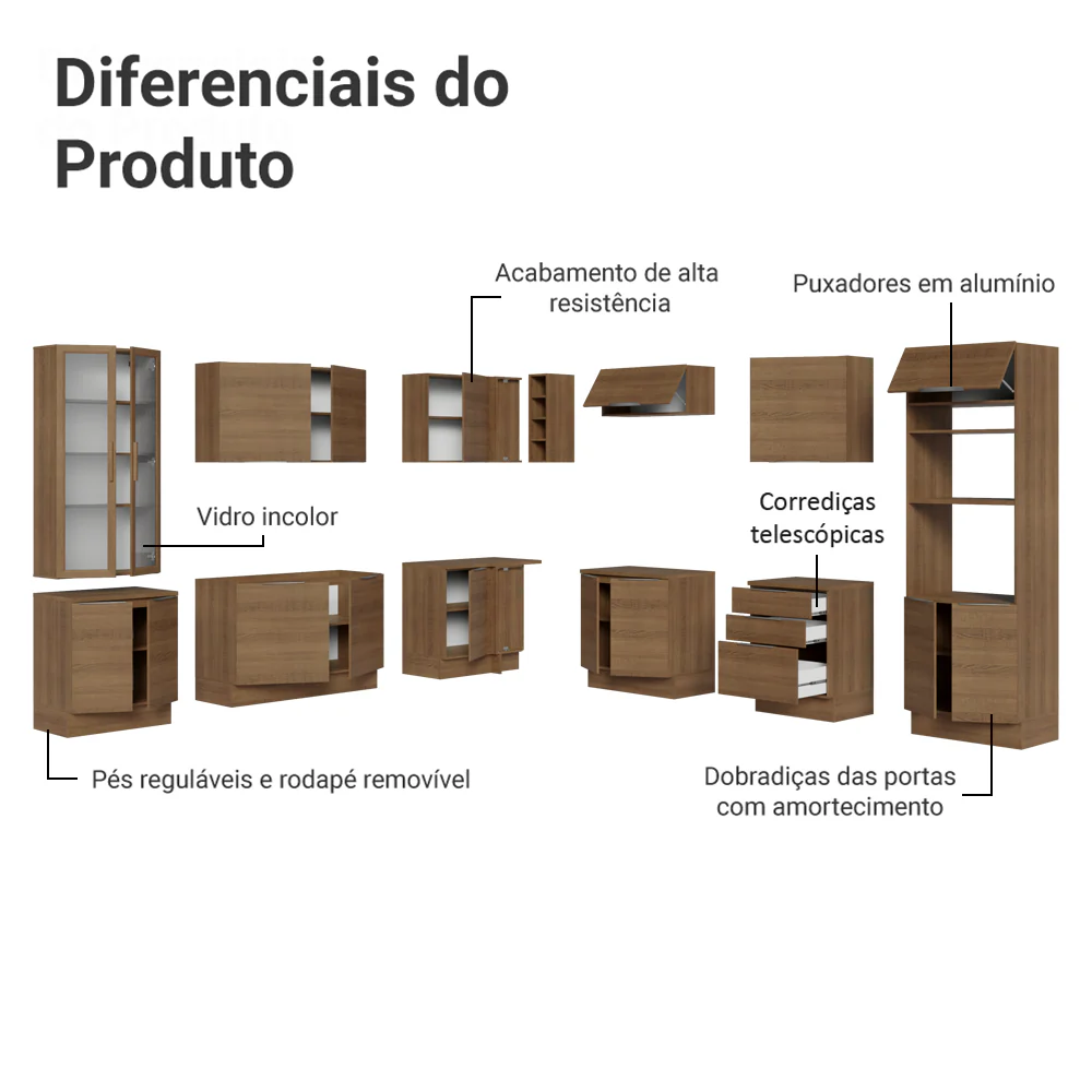 Armário de Cozinha Completa 549cm Rustic Stella Madesa 01 - Image 4