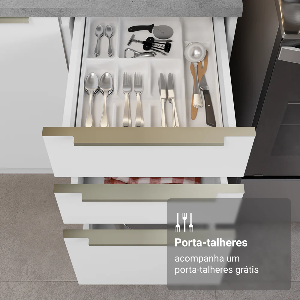 Armário de Cozinha Completa 566 x 60 cm Banco Veludo Lux Madesa 01 - Image 8