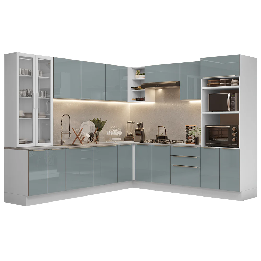 Armário de Cozinha Completa 566 x 60 cm Branco/Cinza Lux Madesa 01 - Image 2