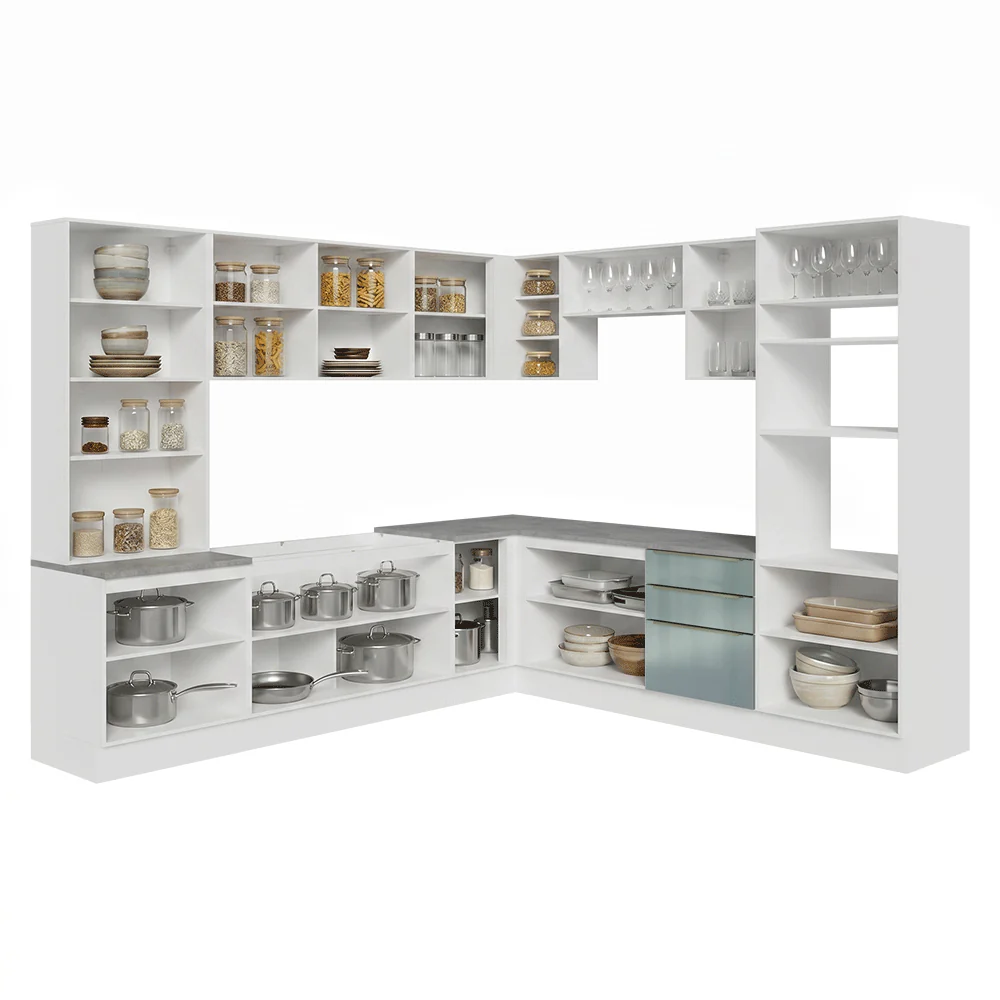 Armário de Cozinha Completa 566 x 60 cm Branco/Cinza Lux Madesa 01 - Image 5