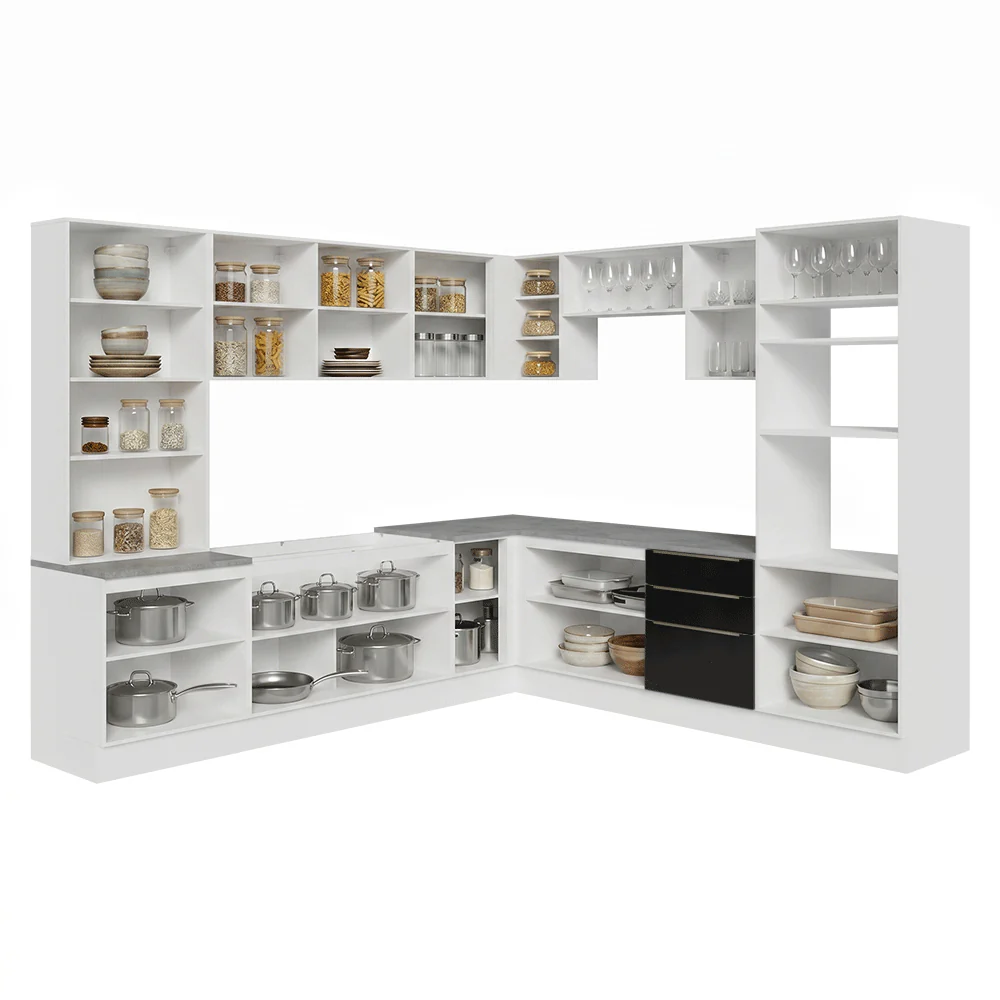 Armário de Cozinha Completa 566 x 60 cm Branco/Preto Lux Madesa 01 - Image 5
