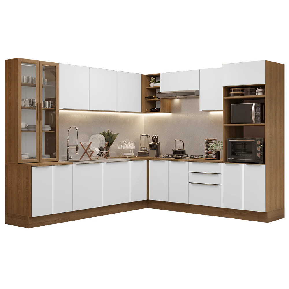 Armário de Cozinha Completa 566 x 60 cm Rustic/Branco Veludo Lux Madesa 01 - Image 2