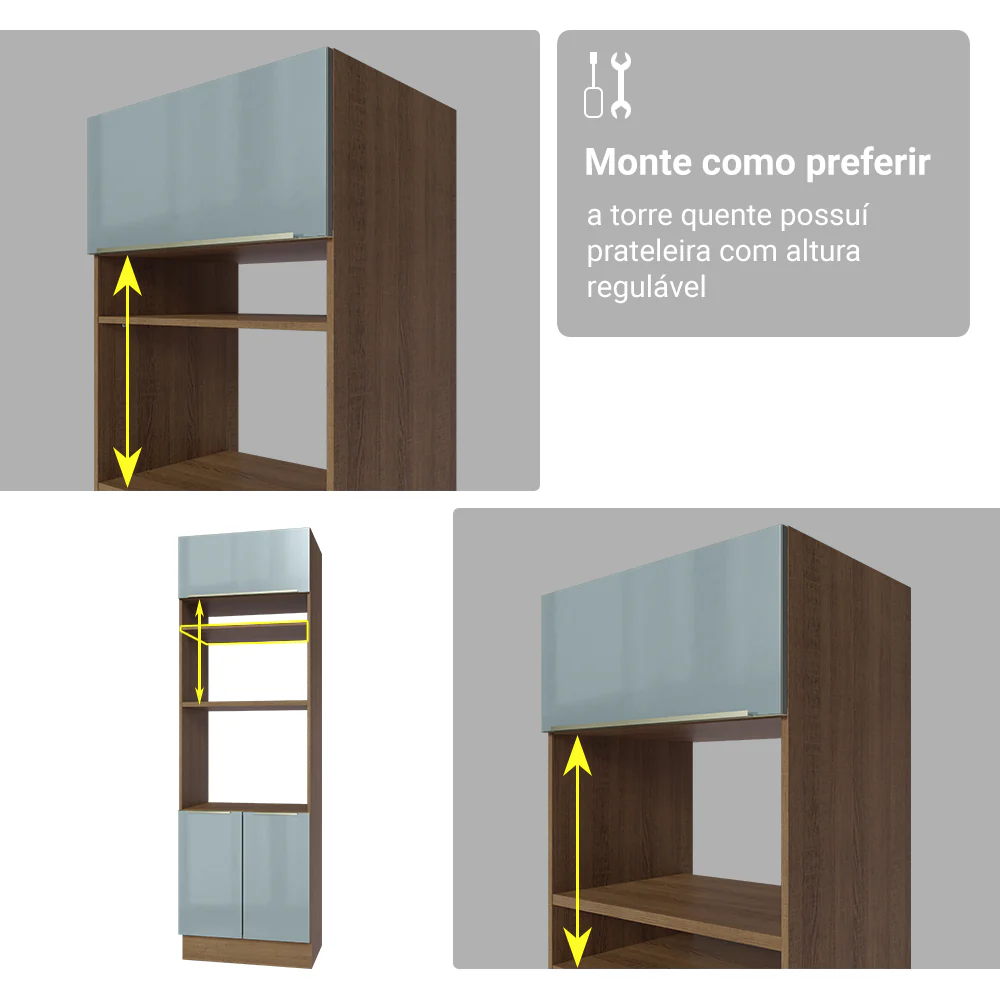 Armário de Cozinha Completa 566 x 60 cm Rustic/Cinza Lux Madesa 01 - Image 9