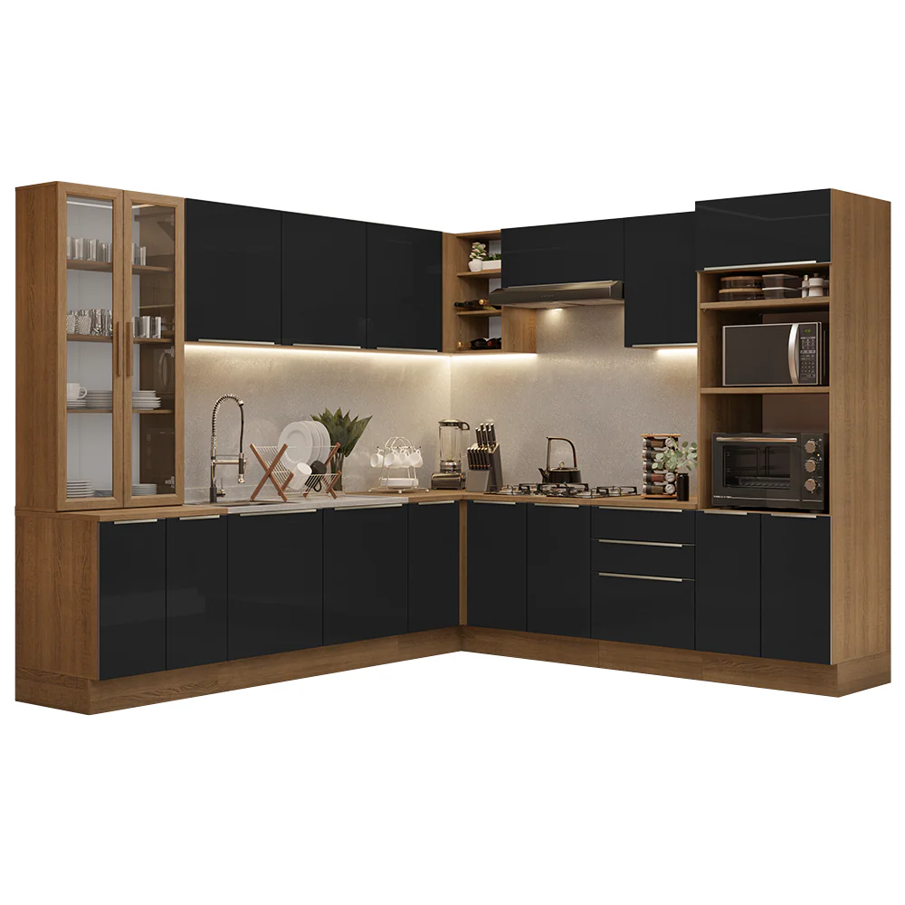 Armário de Cozinha Completa 566 x 60 cm Rustic/Preto Lux Madesa 01 - Image 2